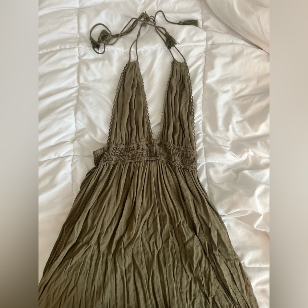 Green long maxi dress